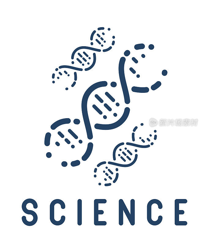 DNA链矢量简单线性图标，科学生物学和生物技术线艺术符号，遗传研究和解决方案。