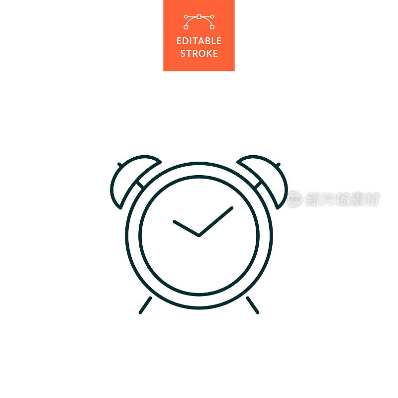 具有可编辑笔画的闹钟线图标。Icon适用于网页设计、移动应用、UI、UX和GUI设计。