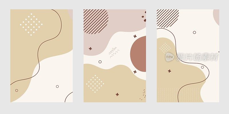 集合抽象粉彩背景与元素矢量