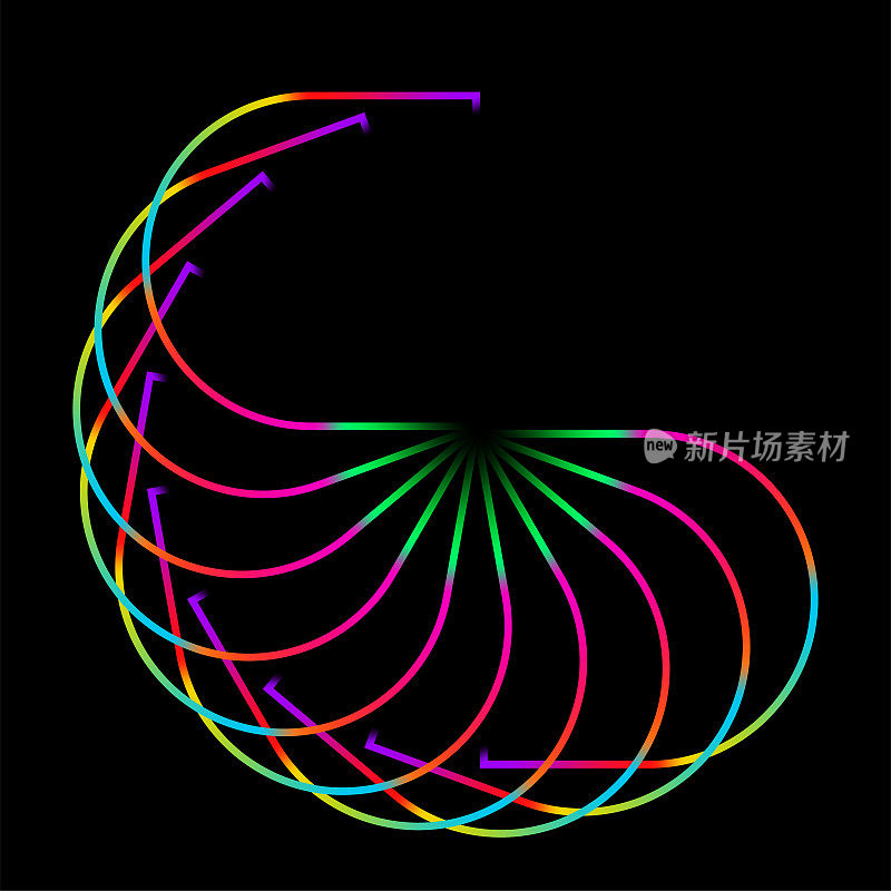 摘要循环径向圆线条纹霓虹灯渐变图案设计