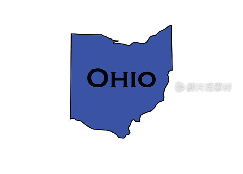 政治上自由的蓝色州俄亥俄州的地图轮廓。
