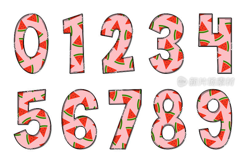 手工制作的西瓜字母。色彩创意艺术排版设计