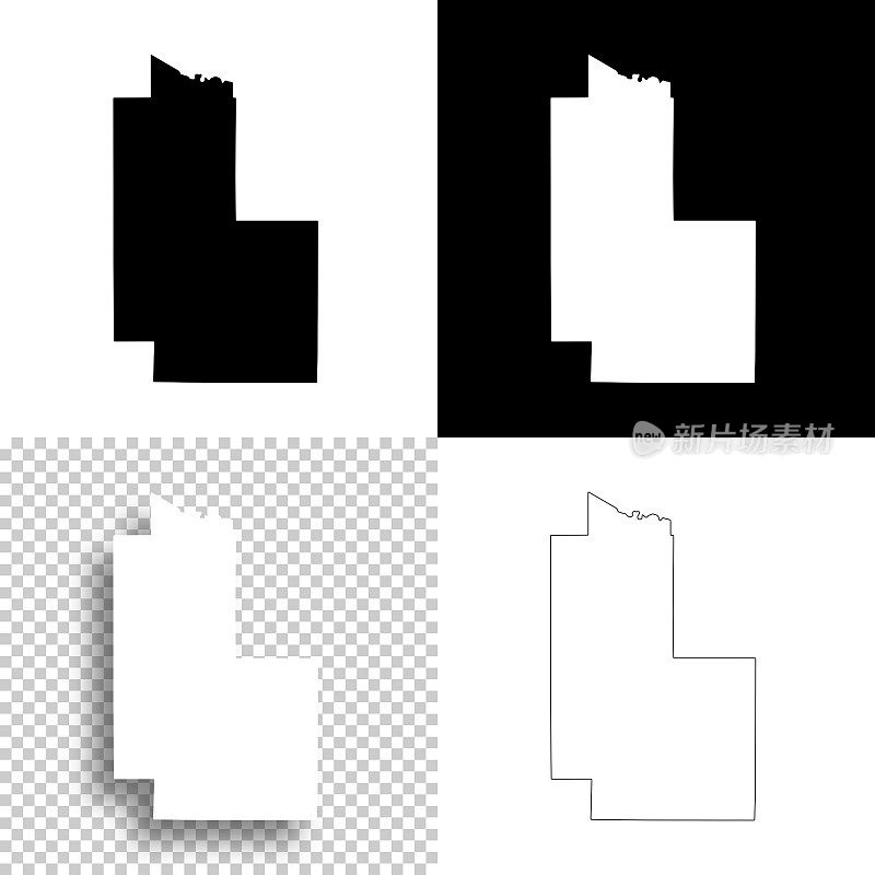 威斯康星州的森林县。设计地图。空白，白色和黑色背景