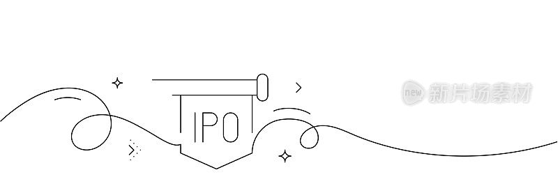 IPO图标的连续线条绘制。手绘符号矢量插图。