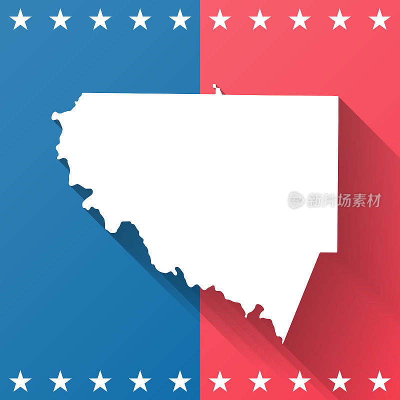 奥普森县，乔治亚州。地图在蓝色和红色的背景