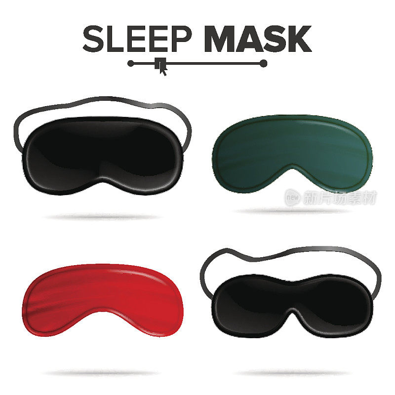 睡眠面具设置向量。睡眠面具眼睛的孤立插图。帮助睡眠更好