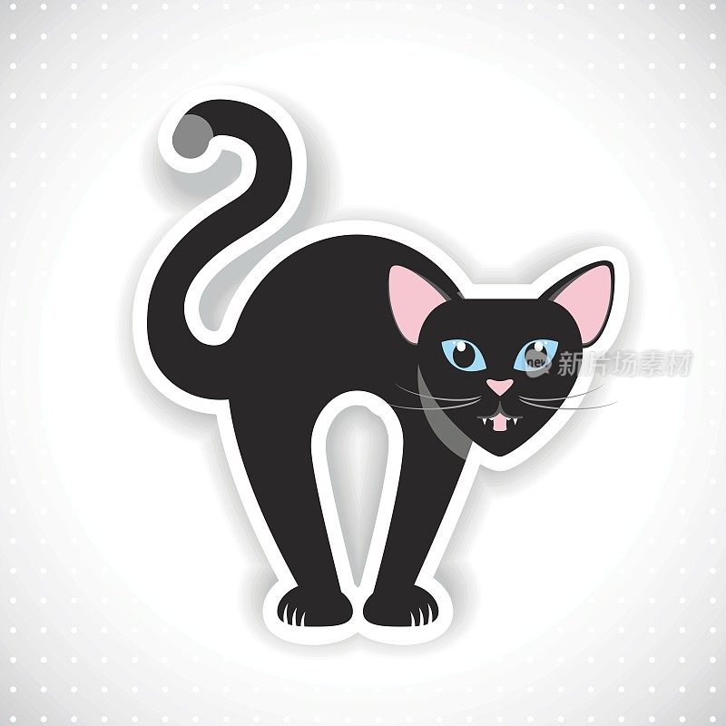 黑毛猫，矢量图形