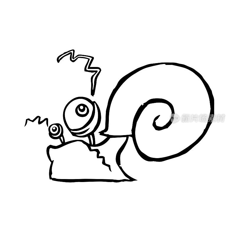 卡通外形蜗牛。矢量插图。