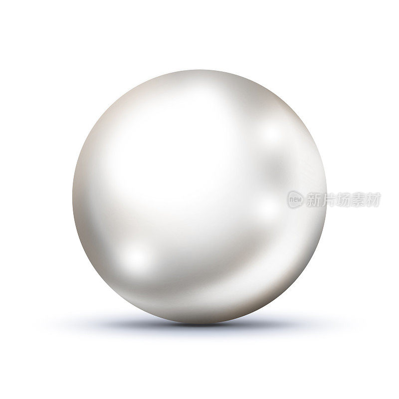 单颗白色珍珠孤立在白色背景上
