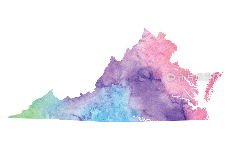 弗吉尼亚水彩光栅地图插图
