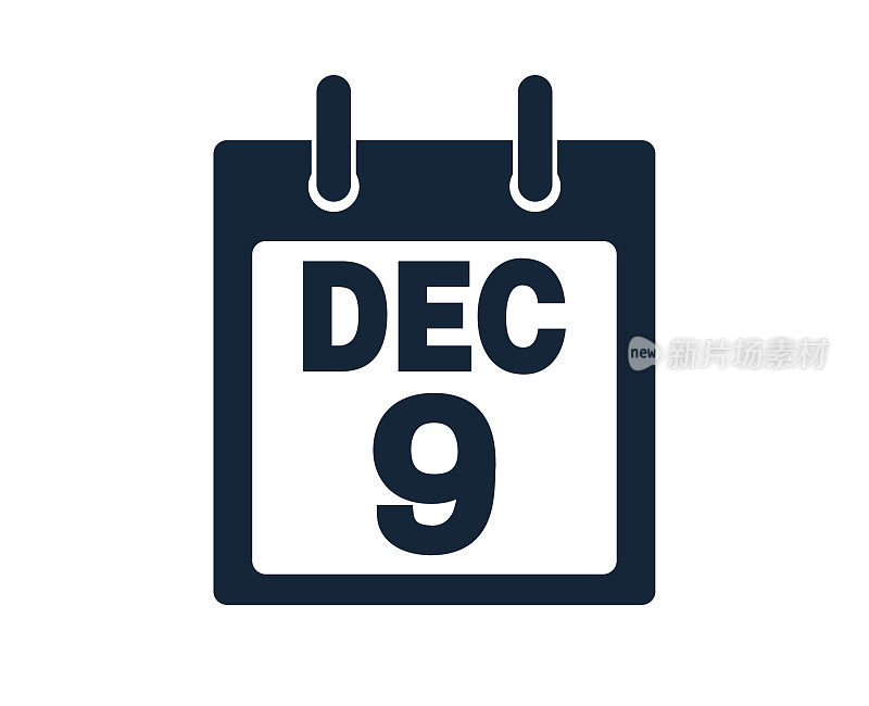 12月9日日历图标股票矢量插图