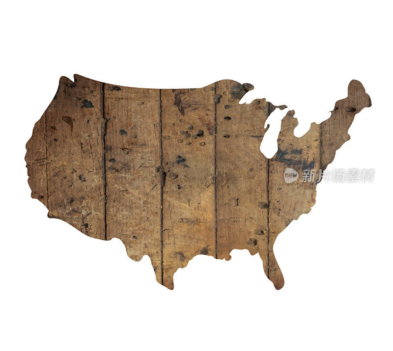 美国地图或美国木质纹理