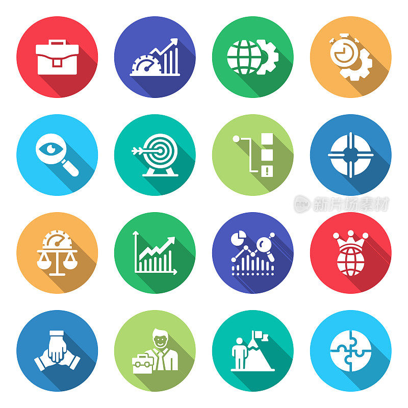 性能管理相关矢量平面图标的简单设置。符号集合