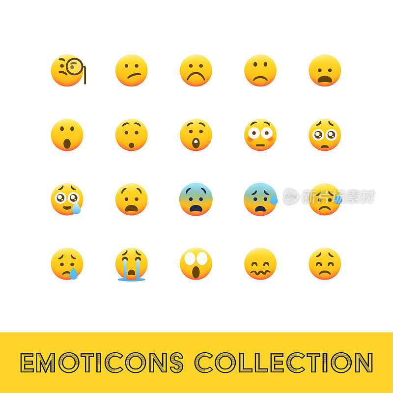 emoticon平面设计集合颜色渐变