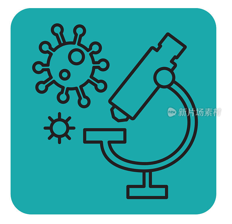 感冒和流感病毒科学研究用显微镜和细菌线艺术图标