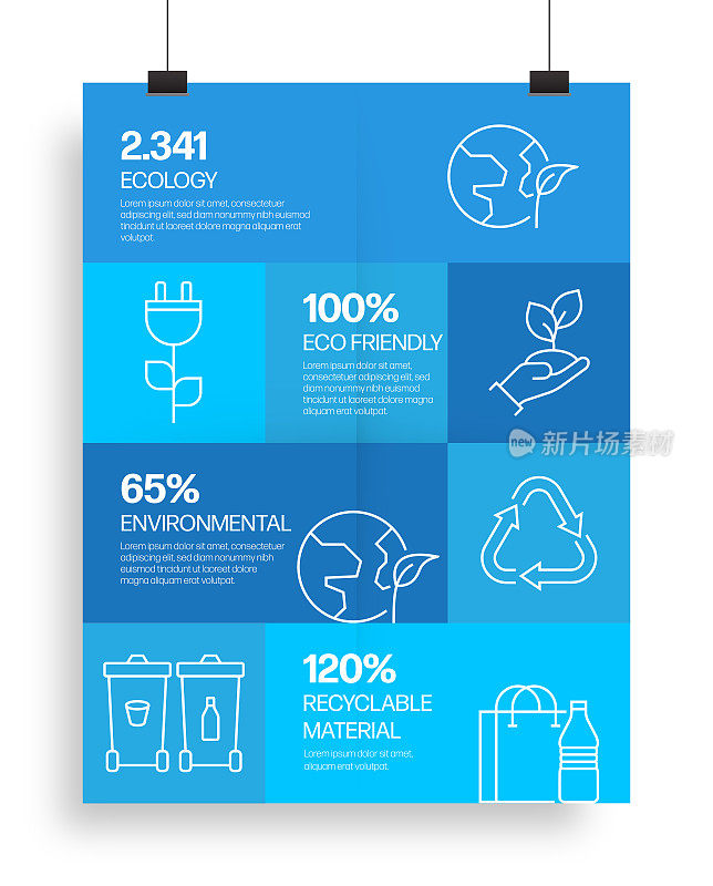 回收和零浪费信息图模板，元素和图标。简单的矢量信息图设计