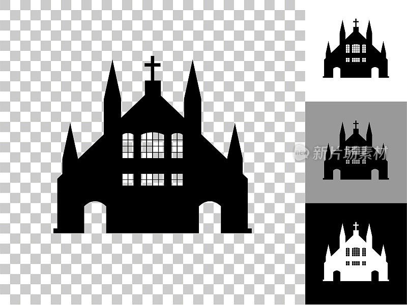 基督教教堂图标在棋盘透明的背景