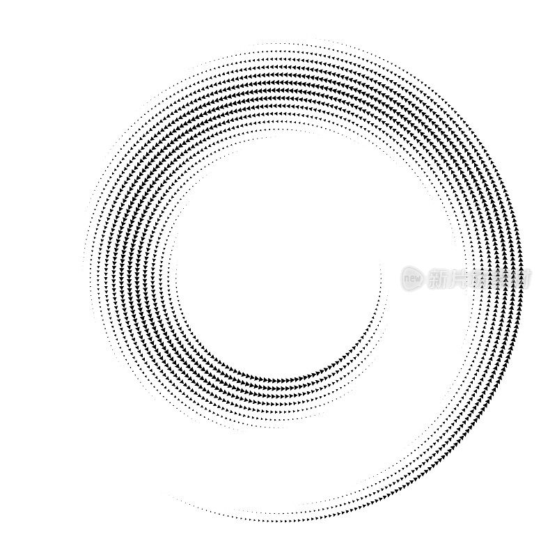 漩涡图案螺旋状，连接箭头。