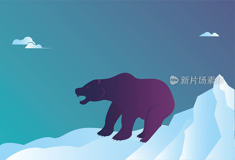 北极熊在冰山上