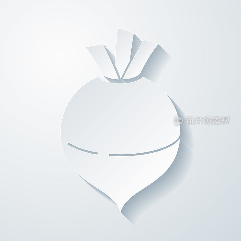 芜菁甘蓝。在空白背景上具有剪纸效果的图标