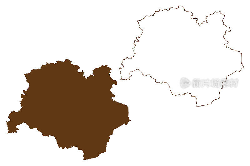 达豪区(德意志联邦共和国，上巴伐利亚农村区，自由巴伐利亚州)地图矢量插图，涂鸦素描达豪地图