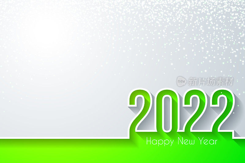 祝2022年新年快乐，金色闪光-白色背景