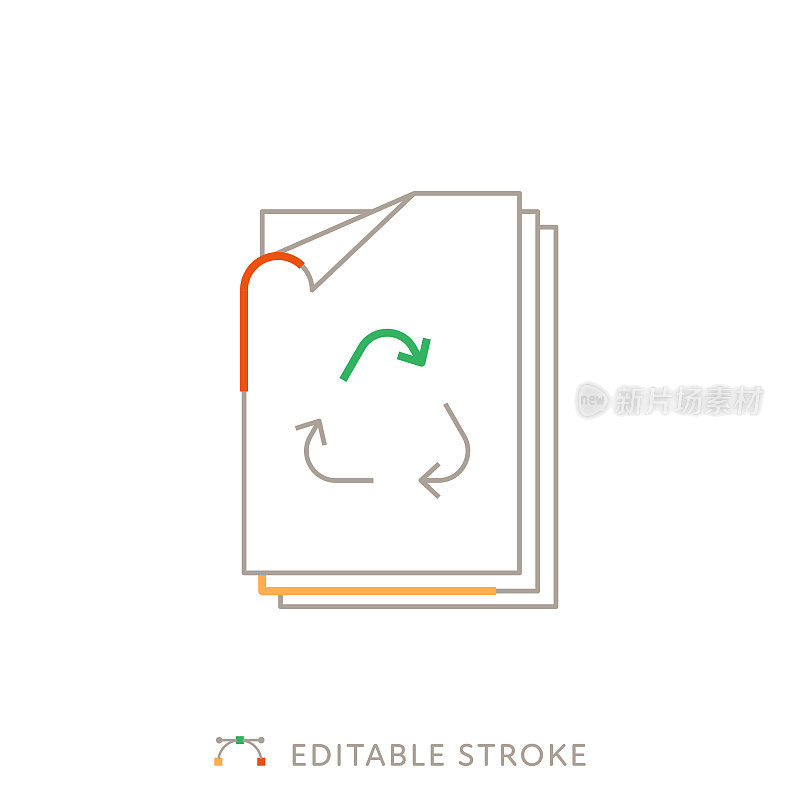 回收纸多色线图标与可编辑的Stroke