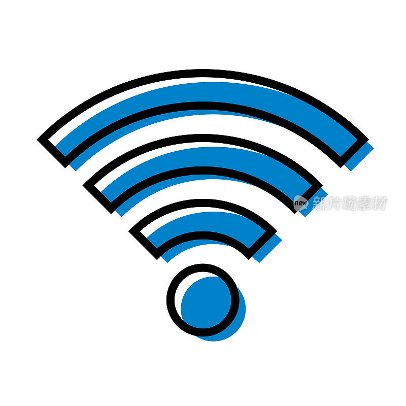 时尚的蓝色Wi-Fi图标。向量。
