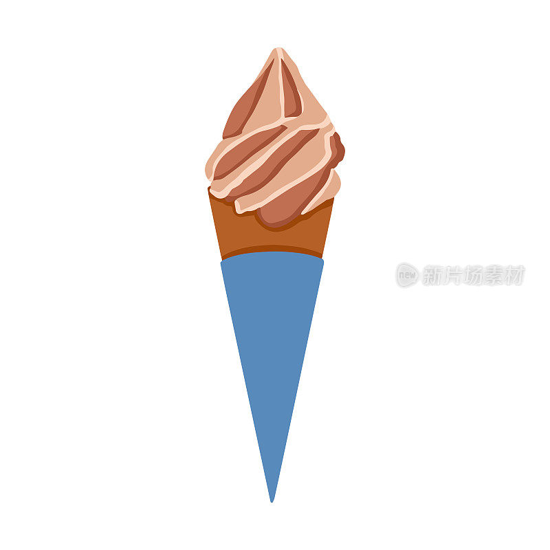 巧克力冰淇淋。扁平风格的冰淇淋
