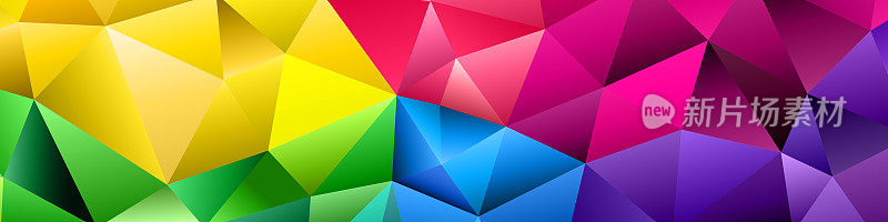 多边形彩虹马赛克背景。抽象的低多边形矢量插图。半色调风格的三角形图案。模板几何商业设计与三角形海报，横幅，卡片，传单