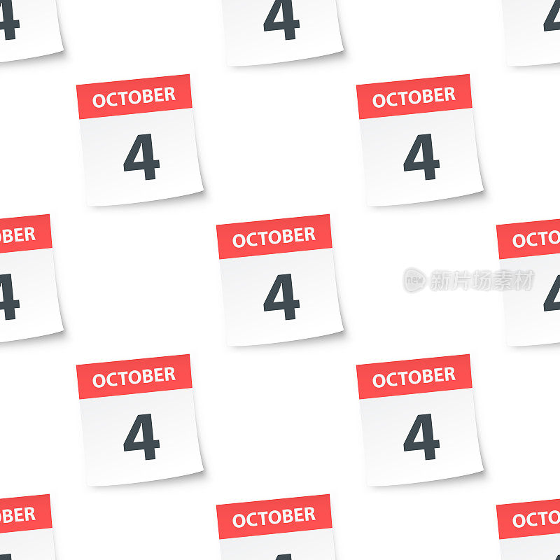 10月4日-每日日历无缝图案