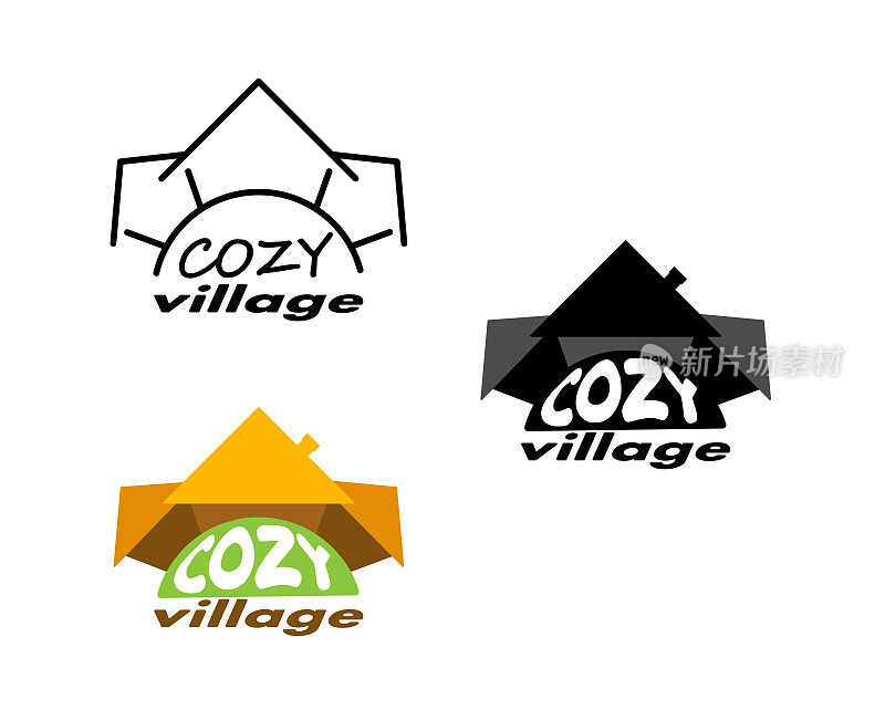 三种标识可供选择的村舍，房地产销售，住房选择