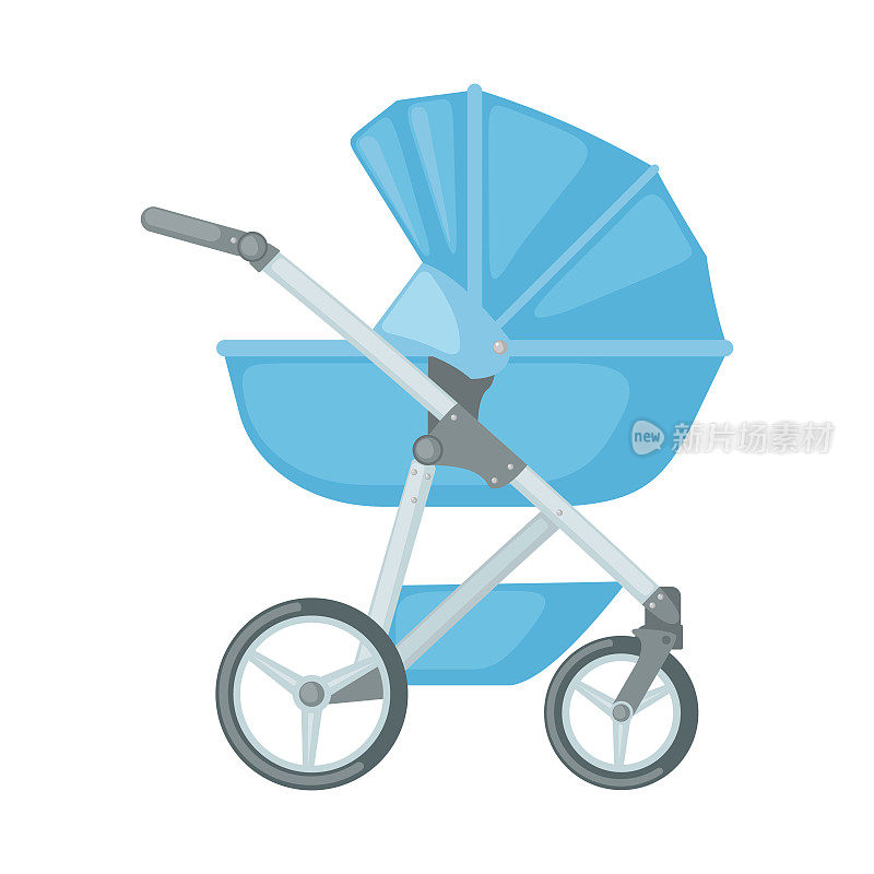 婴儿车图标在平坦的风格孤立在白色背景。