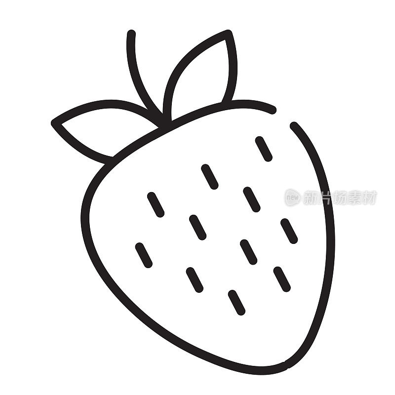 整个和切片新鲜水果草莓细线图标可编辑的笔画