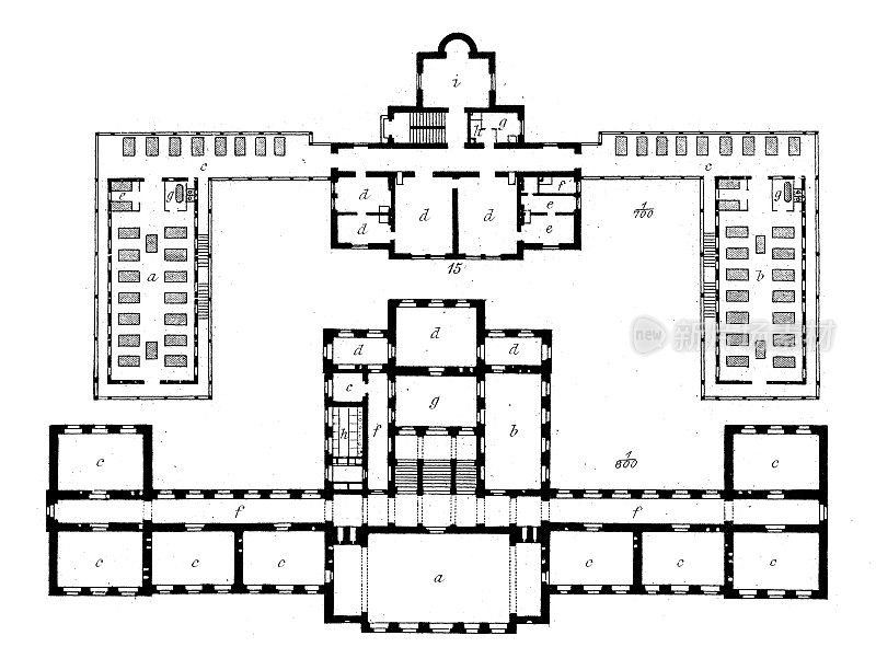 古董插图:建筑与建筑:开姆尼茨研究所