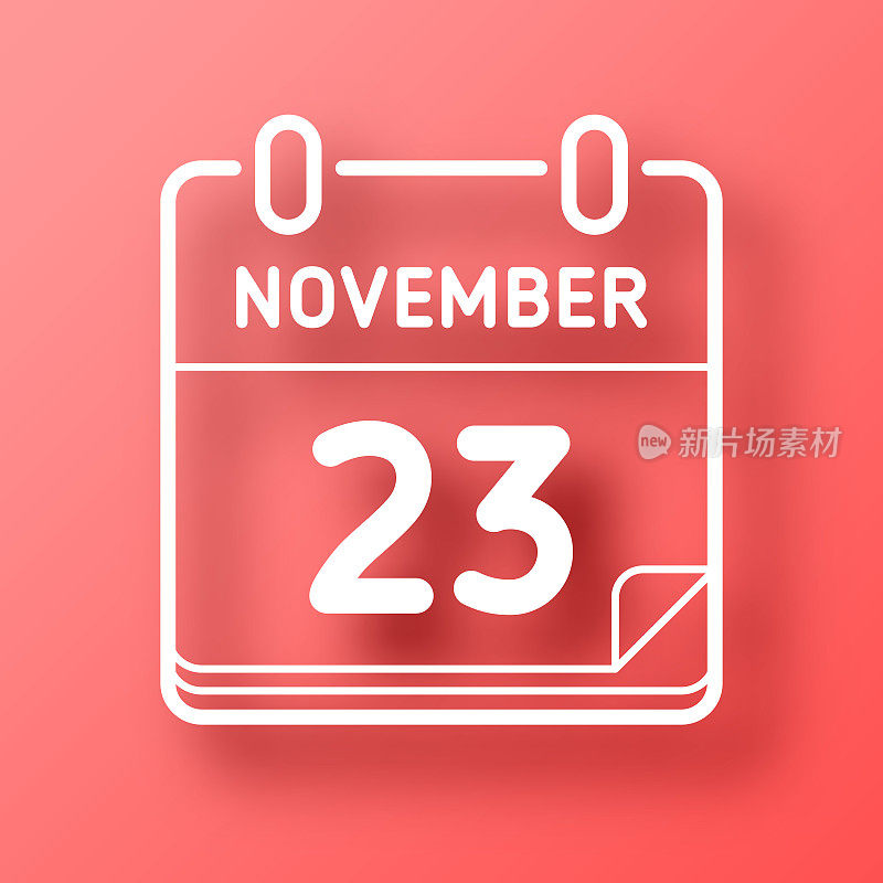 11月23日。图标在红色背景与阴影