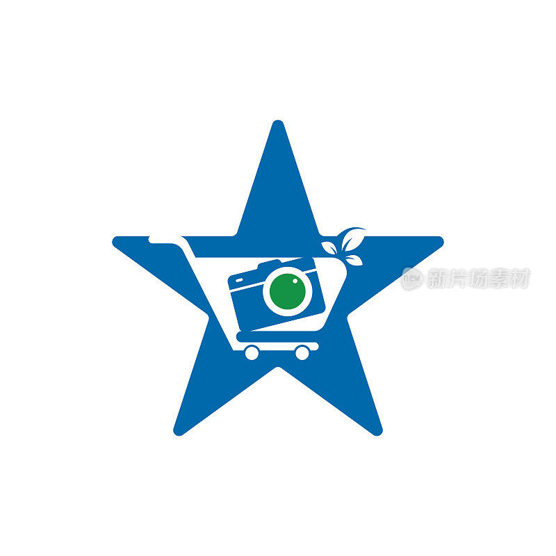 相机商店星形概念Logo矢量图标。