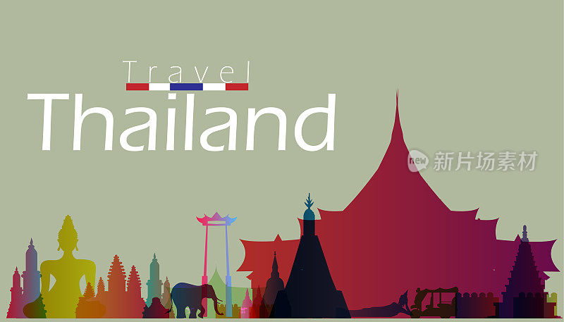 泰国旅游地标泰国创意商业思维，现代Idea概念向量。