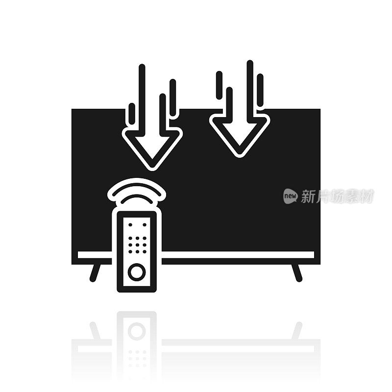 发送到电视。白色背景上反射的图标