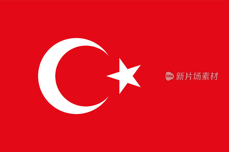 土耳其国旗。土耳其的国旗。土耳其旗帜。土耳其国旗。矢量插图.