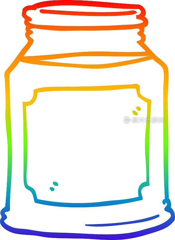 彩虹渐变线条画的卡通蜡烛在罐子