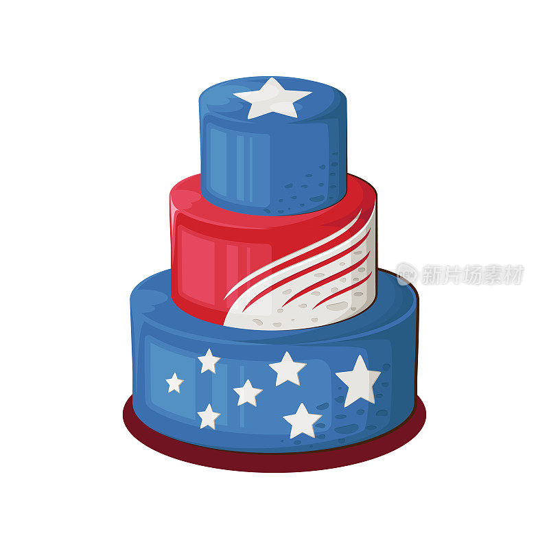 爱国色彩蛋糕。7月4日爱国理念。独立日设计元素