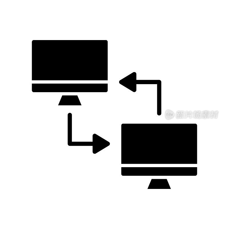 网络基础设施黑线和填充矢量图标