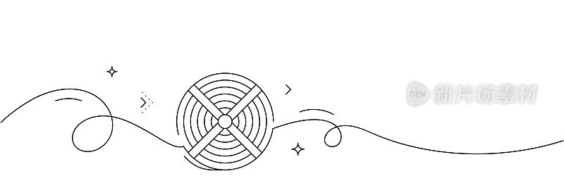 连续线绘制3D打印机灯丝图标。手绘符号矢量插图。