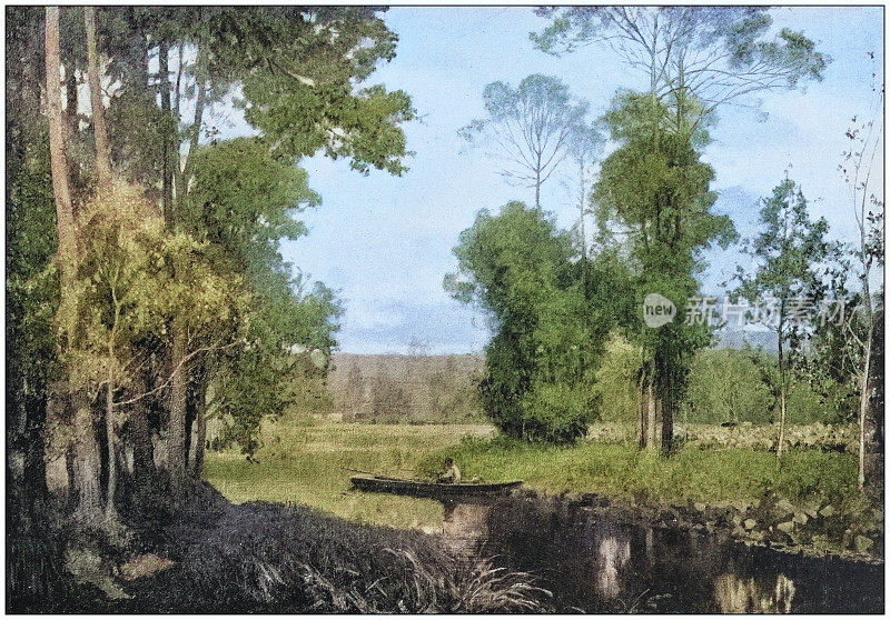 古董绘画照片:风景