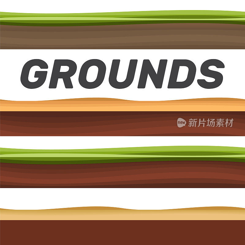 无缝地面，土壤和草地为ui游戏插图的一套各种无缝地面。地面草游戏向量