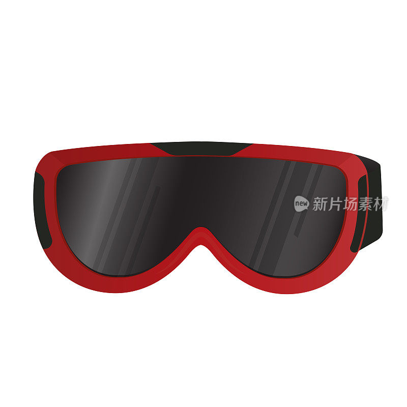 现实的滑雪护目镜。保护眼睛。运动设备。