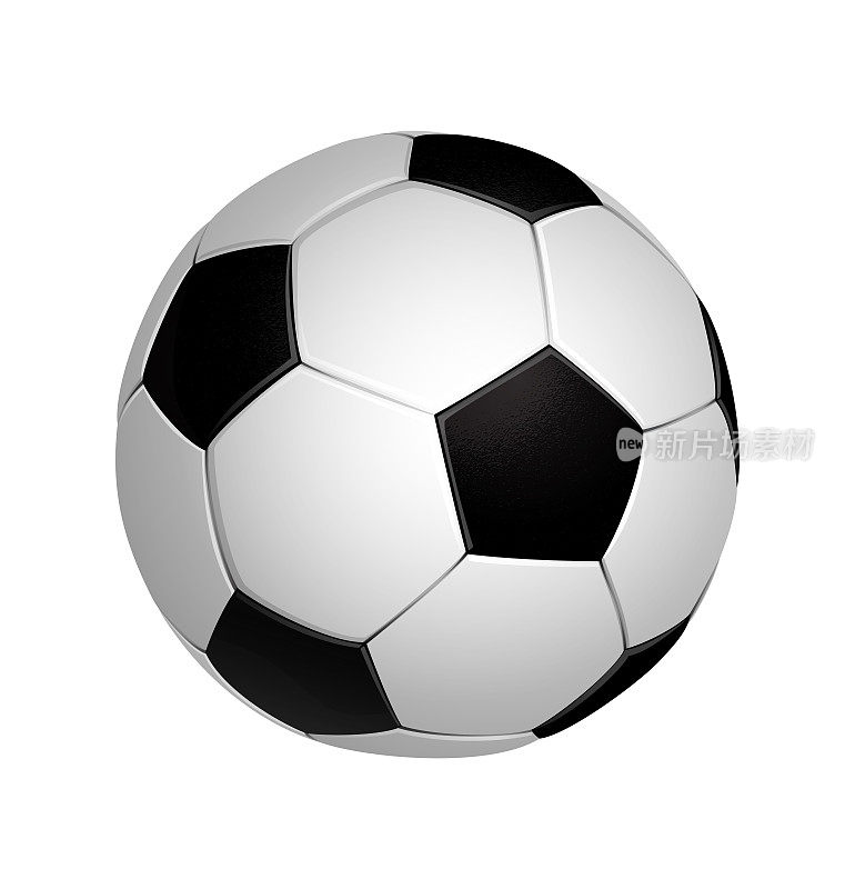 足球足球孤立在白色的背景。矢量插图。