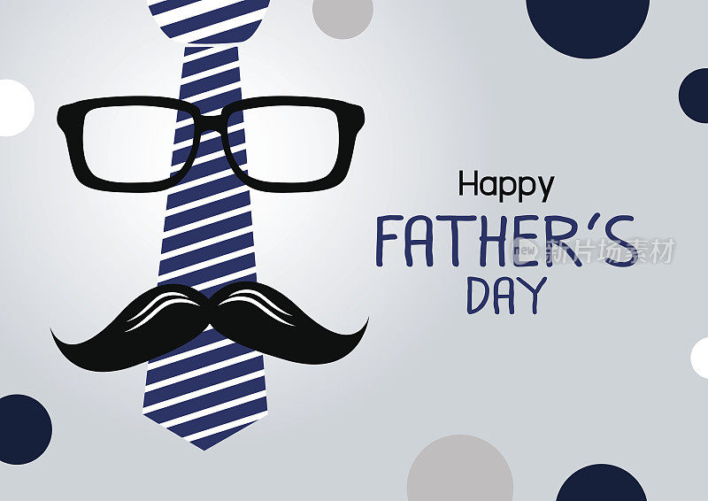 向量快乐父亲节概念设计领带和眼镜与胡子