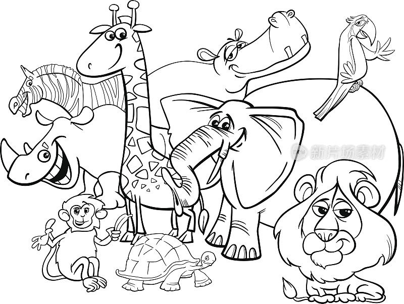 卡通safari动物着色页